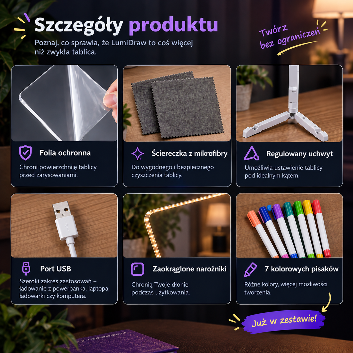 LumiDraw™ Podświetlana tablica do rysowania LED
